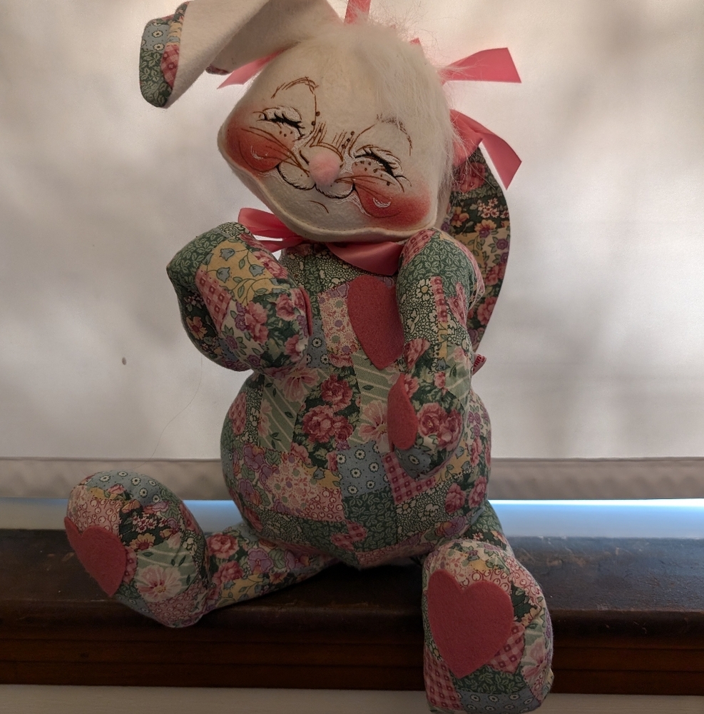 Vintage 1999 Annalee Hand Painted Patchwork Bunny